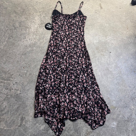 Women's Floral Black Lace Midi Dress Sz S Grunge Whimsigoth Y2k Retro Fairy - Picture 8 of 10